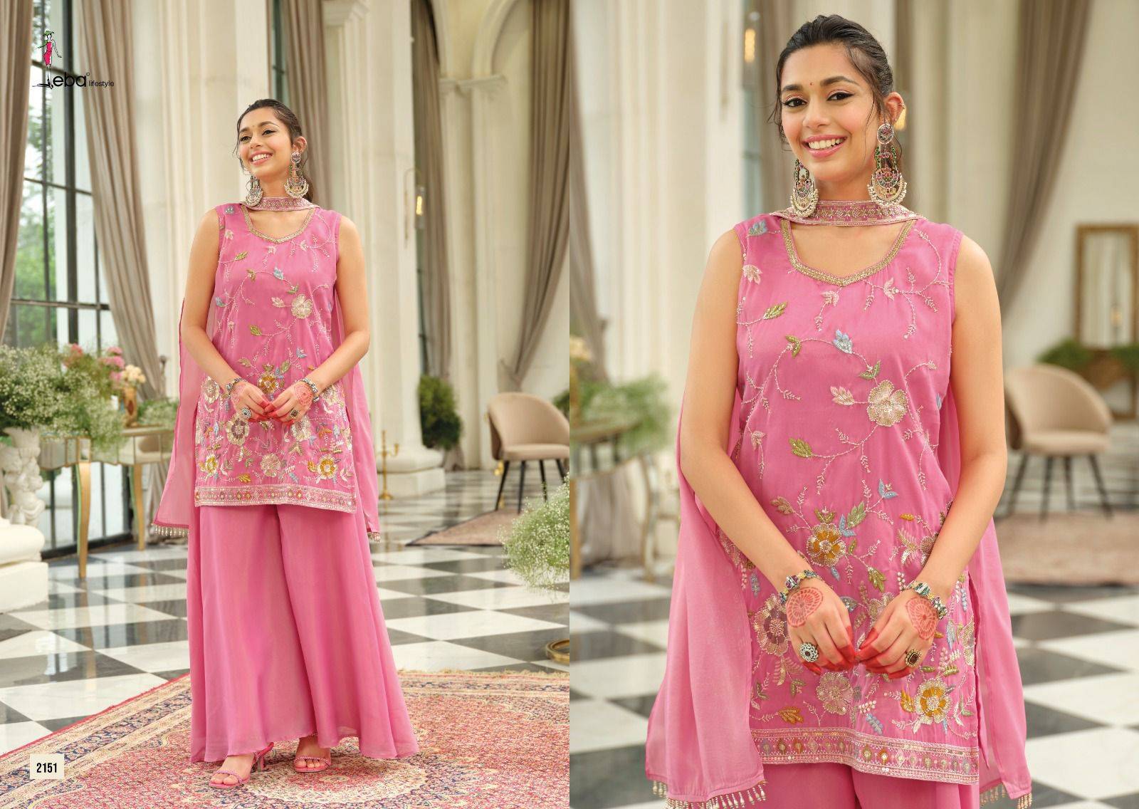 Hazel By Eba Lifestyle 2151 to 2153 Series Ready To Wear Heavy chinon readymade Dresses At Wholesale Price